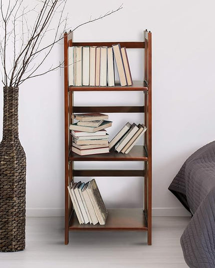 Casual Home 3-Shelf Folding Bookcase (14" Wide)-Walnut - LeafyLoom
