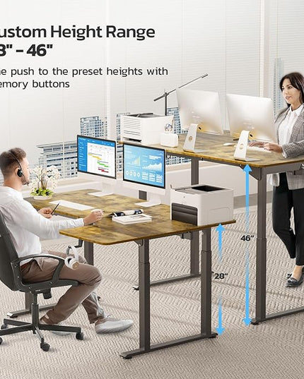Dripex Standing Desk, 63"/ 71" L Shaped Desk Adjustable Height, Electric Corner Stand Up Desk Large Home Office Desk Computer Workstation, Dual Motor Sit Stand Desk 4 Legs, Super Stable - LeafyLoom
