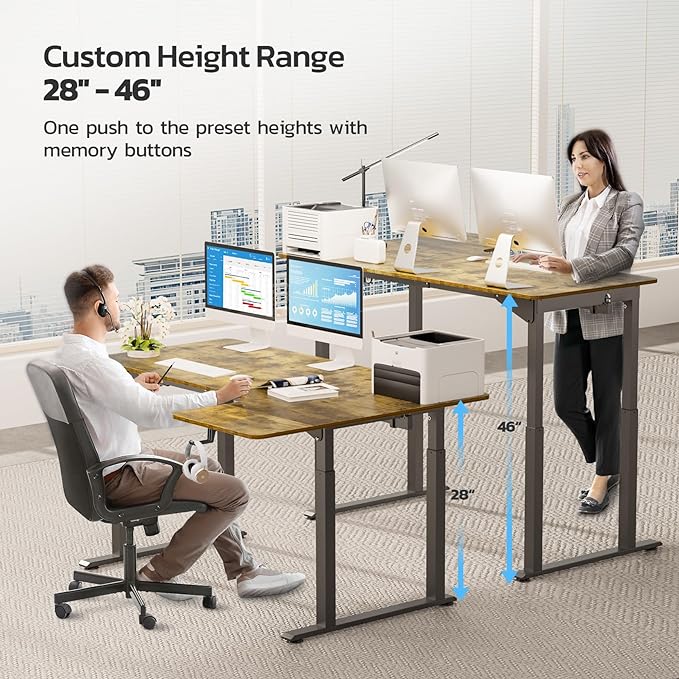 Dripex Standing Desk, 63"/ 71" L Shaped Desk Adjustable Height, Electric Corner Stand Up Desk Large Home Office Desk Computer Workstation, Dual Motor Sit Stand Desk 4 Legs, Super Stable - LeafyLoom