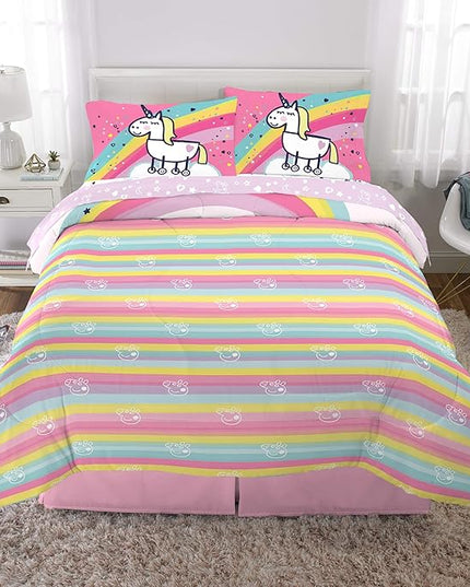 Franco Kids Bedding Super Soft Comforter and Sheet Set, 5 Piece Full Size, Peppa Pig - LeafyLoom