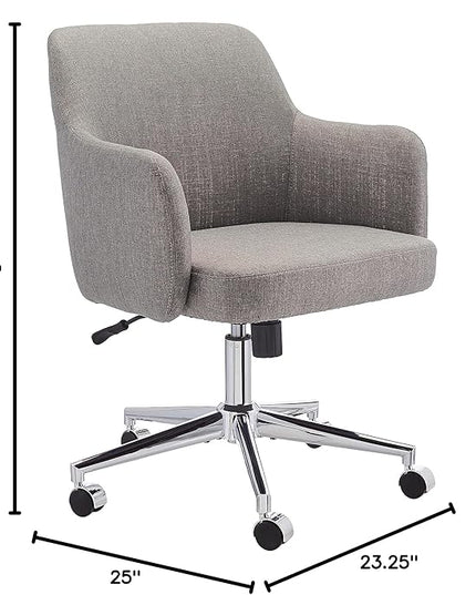 Amazon Basics Upholstered Home Office 360 Degree Swivel Rolling Desk Chair with Arms and Adjustable-Height - Light Gray, 25"D x 23.25"W x 36.25"H - LeafyLoom