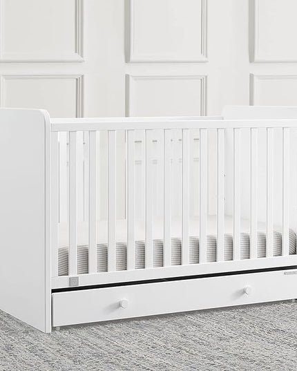 GAP babyGap Graham 4-in-1 Convertible Crib with Storage Drawer - Greenguard Gold Certified, Bianca White - LeafyLoom
