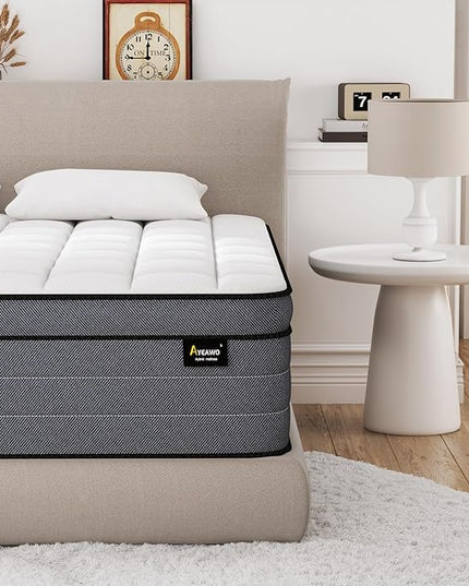 King Size Mattress,14 Inch Hybrid Mattress King Size in a Box with Gel Memory Foam and Pocket Springs, Pressure Relief & Upgraded Support, Firm - LeafyLoom