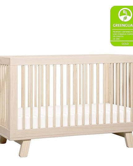 Babyletto Hudson 3-in-1 Convertible Crib with Toddler Bed Conversion Kit in Washed Natural, Greenguard Gold Certified - LeafyLoom