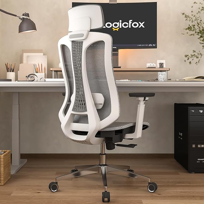 Ergonomic Mesh Office Chair, Computer Desk Chair with 3D Armrests, Adjustable Lumbar Cushion & Adjustable Headrest, High Back Home desk Chair with Tilt Function, Mesh Backrest & Seat - LeafyLoom