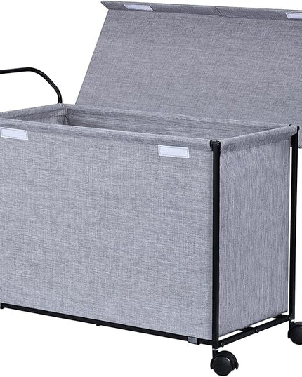 SWTYMIKI Large Toy Box Toy Storage - with Wheels Big Toy Chest for Kids Toy Organizer Bins, Toy Boxes for Kids Girls Boys, Stuffed Animals, Clothes, Nursery Bedroom 23.6" L x 17.7" H x 11.8" W - LeafyLoom