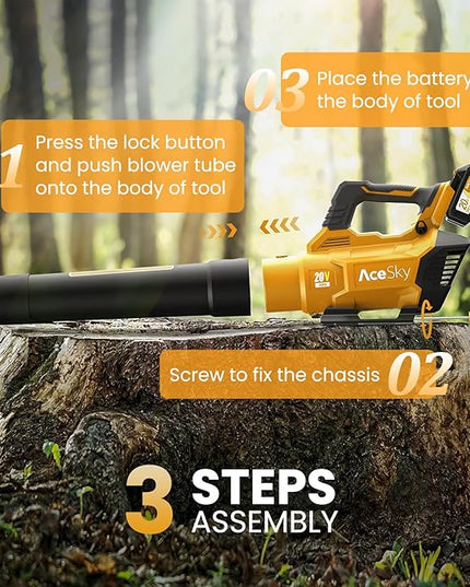 Leaf Blower Cordless, 580CFM/160MPH & 3 Speed Levels, Electric Cordless Leaf Blower with 2 * 4.0Ah Battery Powered, Blowers for Lawn Care, Blower with Extension Nozzle - LeafyLoom