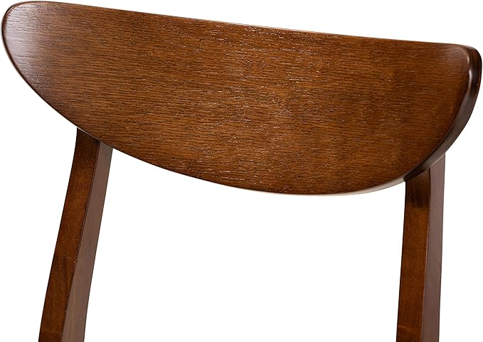 Baxton Studio Philip Mid-Century Modern Transitional Light Grey Fabric Upholstered and Walnut Brown Finished Wood 5-Piece Dining Set - LeafyLoom