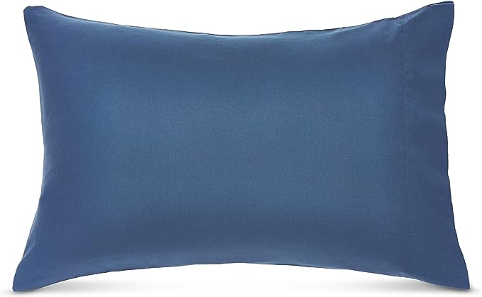 Amazon Basics Lightweight Microfiber Bed-in-a-Bag Comforter 7-Piece Bedding Set, Full/Queen, Blue Calvin Striped - LeafyLoom