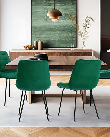 NicBex Velvet Dining Chairs, Upholstered Reception Chairs, Tufted Accent Chair with Metal Legs for Home Kitchen, Living Room, Set of 2, Green - LeafyLoom
