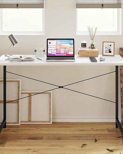 CubiCubi Computer Desk, 47 inch Home Office Desk, Modern Simple Style PC Table for Home, Office, Study, Writing, White - LeafyLoom