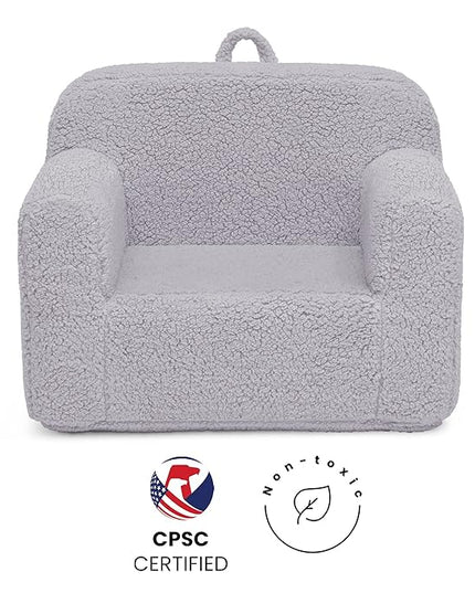 Delta Children Cozee Sherpa Chair, Grey - LeafyLoom