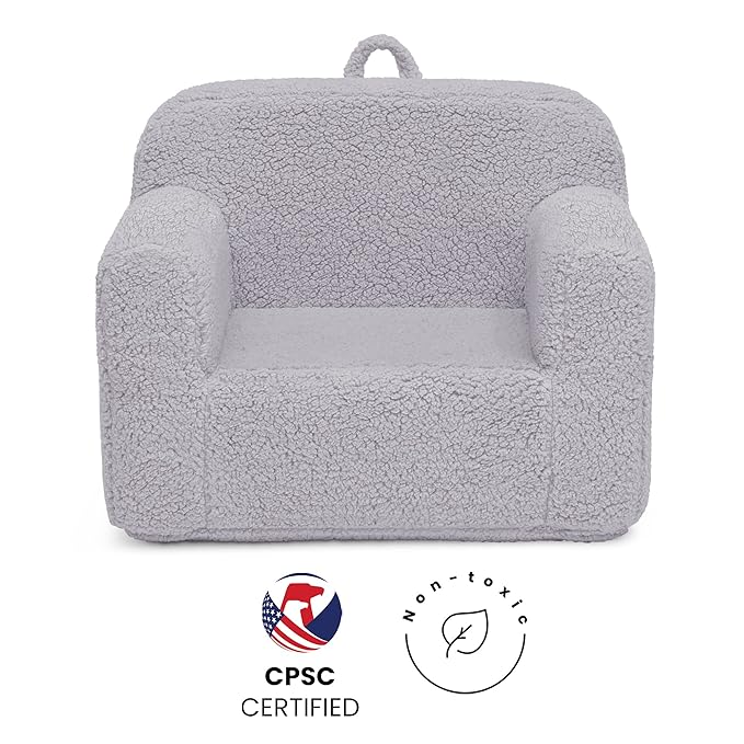 Delta Children Cozee Sherpa Chair, Grey - LeafyLoom