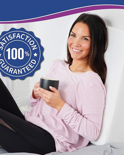 Bed Wedge Pillow With Memory Foam Top 7.5in - Ideal For Comfortable, Restful Sleeping - Wedge Pillow Neck & Back Pain Relief, Acid Reflux, Snoring, Heartburn, Allergies - Versatile & Washable Cover - LeafyLoom