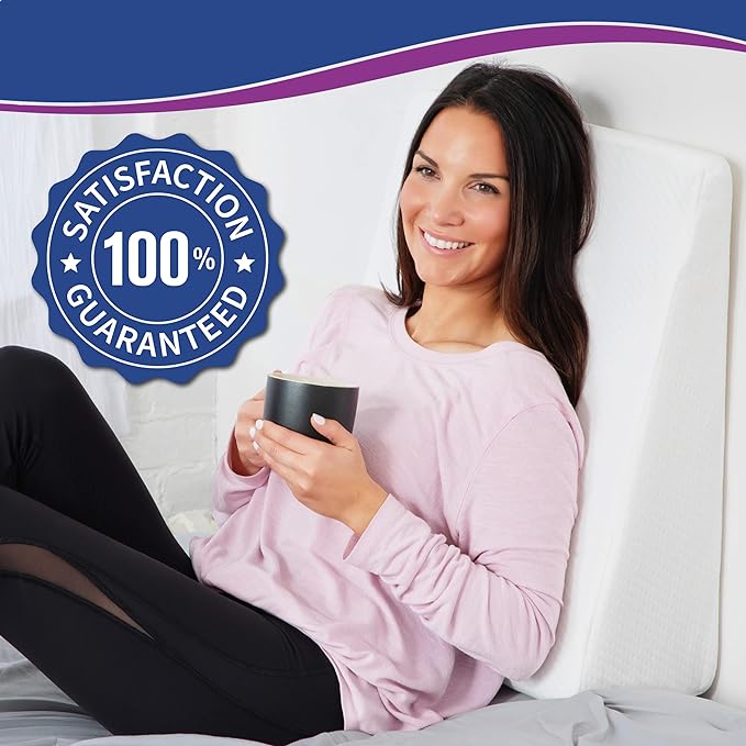 Bed Wedge Pillow With Memory Foam Top 7.5in - Ideal For Comfortable, Restful Sleeping - Wedge Pillow Neck & Back Pain Relief, Acid Reflux, Snoring, Heartburn, Allergies - Versatile & Washable Cover - LeafyLoom