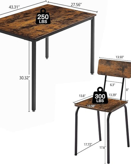 NicBex Bar Table and Chairs Set Small Kitchen Table Set for 4 Dining Table Set 5-Piece Dining Chair with Backrest for Small Space, Industrial Style, Sturdy Construction, Rustic Brown - LeafyLoom