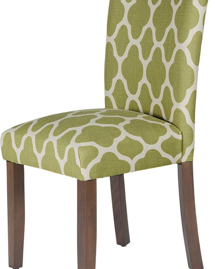 HomePop Parsons Classic Upholstered Accent Dining Chair, Set of 2, Green and Cream Geometric - LeafyLoom