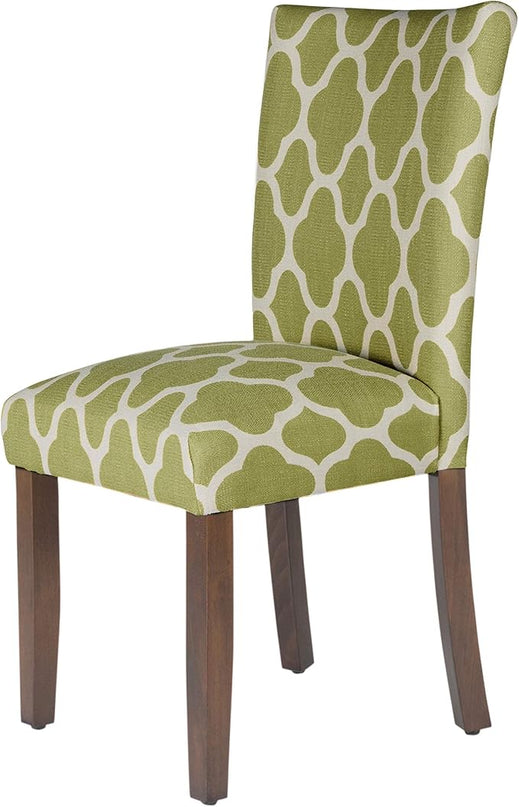 HomePop Parsons Classic Upholstered Accent Dining Chair, Set of 2, Green and Cream Geometric - LeafyLoom