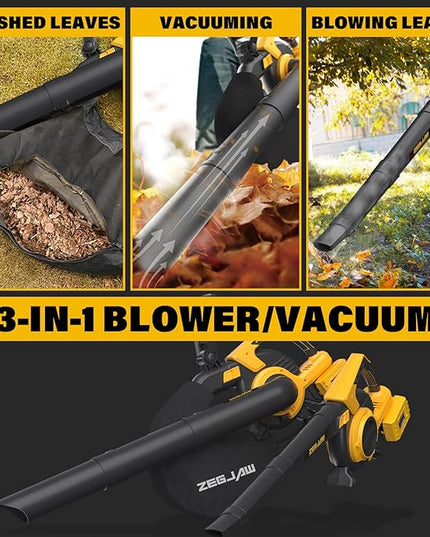 Cordless Leaf Blower & Vacuum, 3-in-1 Leaf Vacuum Mulcher with Bag, 40V 330CFM Battery Leaf Blower with 2x4.0Ah Battery & Charger for Lawn Care, 5-Speeds Variable Control - LeafyLoom