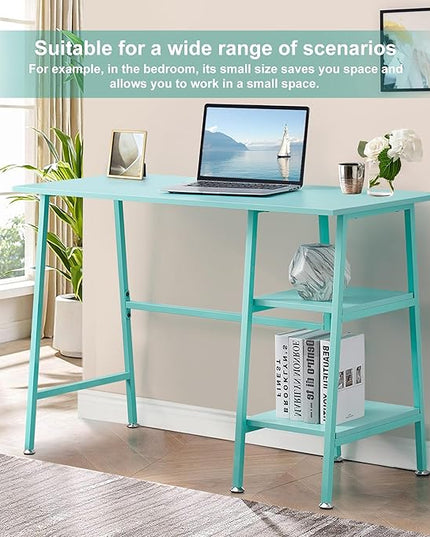 VECELO 43 Inch Computer, Writing Home Office Hutch Workstation with Shelf Storage Desk 43", Classic Blue - LeafyLoom