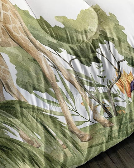 Elephant Giraffe Monkeys Comforter Full Size,Wild Animals Kids Comforter Set,3Pcs Bedding Set Printed Comforter with 2 Pillowcases,Down Alternative,Soft and Lightweight,for All Seasons - LeafyLoom