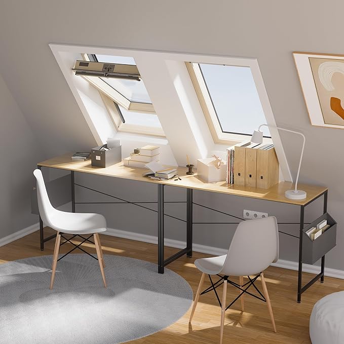 Pamray 47 Inch Computer Desk for Small Spaces with Storage Bag, Home Office Work Desk with Headphone Hook, Small Office Desk Study Writing Table - LeafyLoom