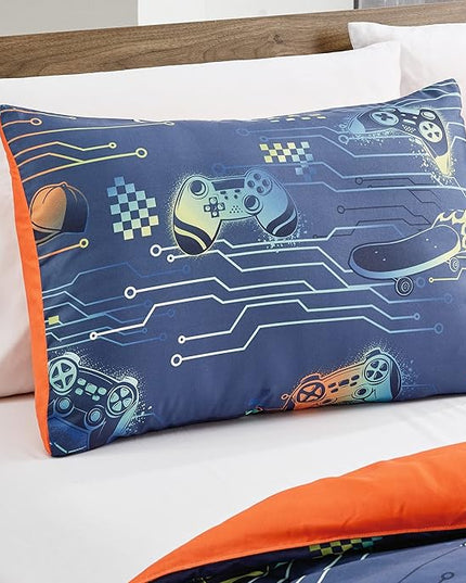 for Kids Game Boy 4-Piece Comforter Set - Beautiful Motif Design Bedding Set with Embrodery Print - LeafyLoom
