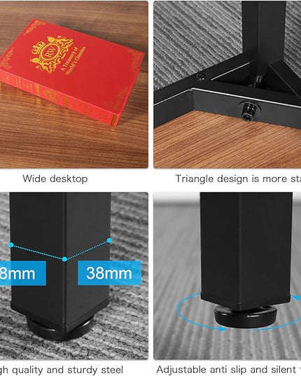 Large Table 24x48 inches Writing Computer Desk Modern Simple Study Desk Industrial Style Laptop Table for Home Office Brown Notebook Desk - LeafyLoom