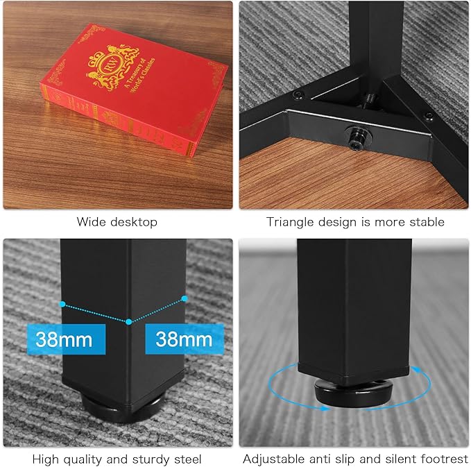 Large Table 24x55 inches Writing Computer Desk Modern Simple Study Desk Industrial Style Laptop Table for Home Office Brown Notebook Desk - LeafyLoom