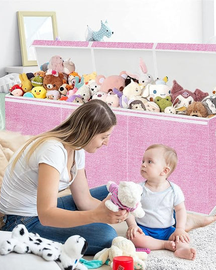 Extra Large Toy Box for Kids,Collapsible Toys Storage Chest Boxes Organizers with Dividers for Boys,Girls,Closet,Nursery,Playroom 35.8"x12.6"x16"(Dark Pink) - LeafyLoom