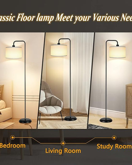 [Upgraded] LED Floor Lamp for Living Room, 3 Color Temperature Floor Lamp with Foot Switch Modern Standing Lamp Tall Pole Floor Reading Lamp for Bedroom, Study Room, Office, 9W Bulb Included, Black - LeafyLoom