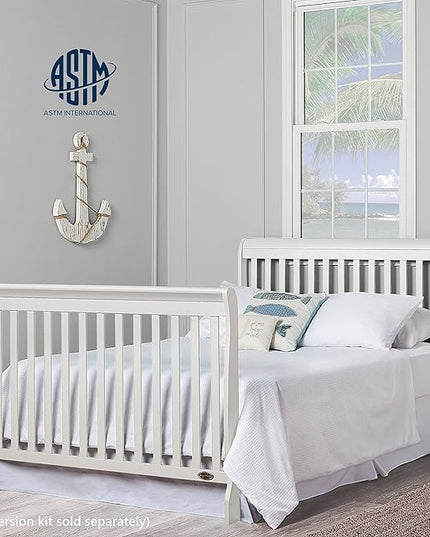 Dream On Me Ashton 4-In-1 Convertible Crib In White, Greenguard Gold, JPMA Certified, Non-Toxic Finishes, Features 4 Mattress Height Settings, Made Of Solid Pinewood - LeafyLoom