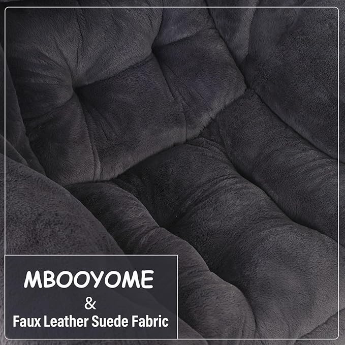 Lazy Chair with Ottoman, Modern Accent Chair Contemporary Lounge Leisure Upholstered Sofa Chair Set with Armrests, Reading Chair for Living Room, Bedroom, Office, Plush Navy - LeafyLoom