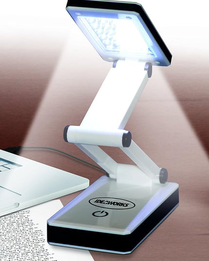 IdeaWorks LED Lamp for Desk - Collapsible, Portable from Home to Office, Acrylonitrile Butadiene Styrene, White - LeafyLoom