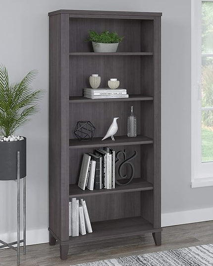 Bush WC81565 Somerset 5-Shelf 65-Inch H Bookcase, Storm Gray - LeafyLoom