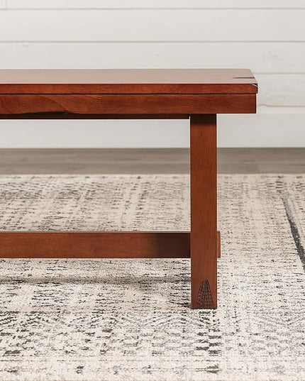 Walker Edison Rustic Farmhouse Wood Distressed Dining Room Kitchen Bench Armless Kitchen Table Set Dining Chairs, 60 Inch, 3 Person, Brown Oak - LeafyLoom