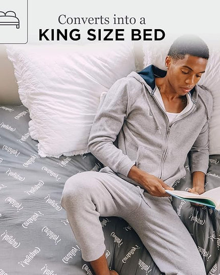 CordaRoy's Chenille Bean Bag Chair, Convertible Chair Folds from Bean Bag to Lounger, As Seen on Shark Tank, Tan - King Size - LeafyLoom