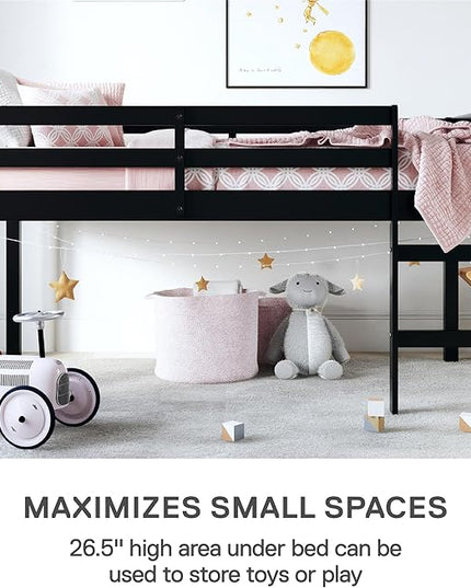 DHP Milton Junior Twin Loft Bed, Black - LeafyLoom
