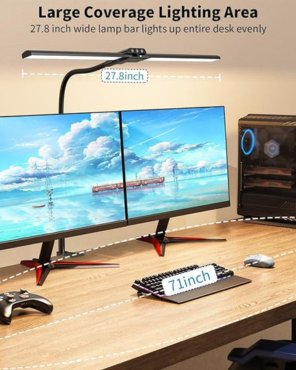 KableRika Desk lamp,Double Head LED Desk Lamp with Clamp,Architect Desk Lights for Home Office,Eye-Caring Desktop Office Lamp 4-brightness 4-Color Table Lamp for Monitor Workbench Study Reading - LeafyLoom