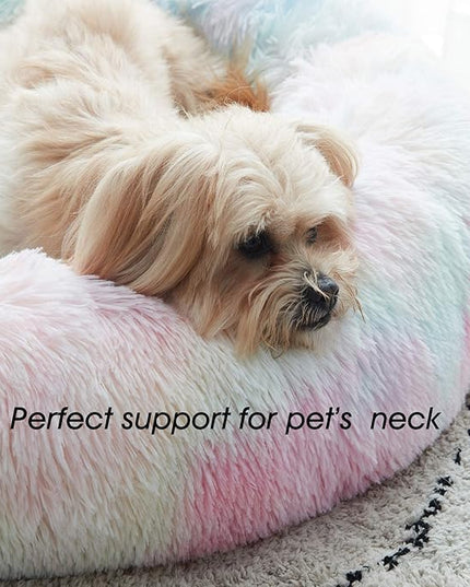 WESTERN HOME WH Calming Dog & Cat Bed, Anti-Anxiety Donut Cuddler Warming Cozy Soft Round Bed, Fluffy Faux Fur Plush Cushion Bed for Small Medium Dogs and Cats (20"/24"/27"/30") WESTERNHOME