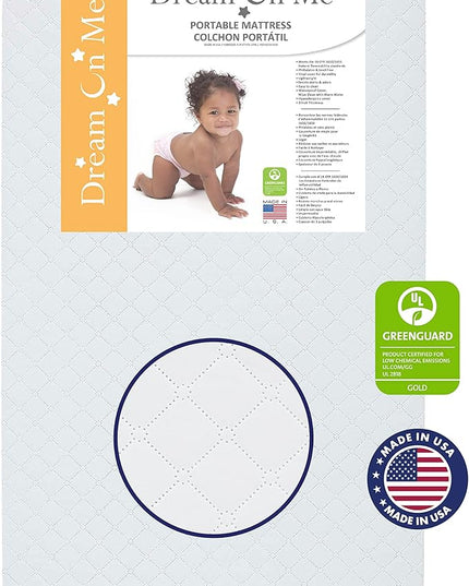 Delta Children Folding Portable Mini Baby Crib with 1.5-inch Mattress - Greenguard Gold Certified, White & Dream On Me Holly 3” Fiber Portable, Greenguard Gold Certified, White - LeafyLoom