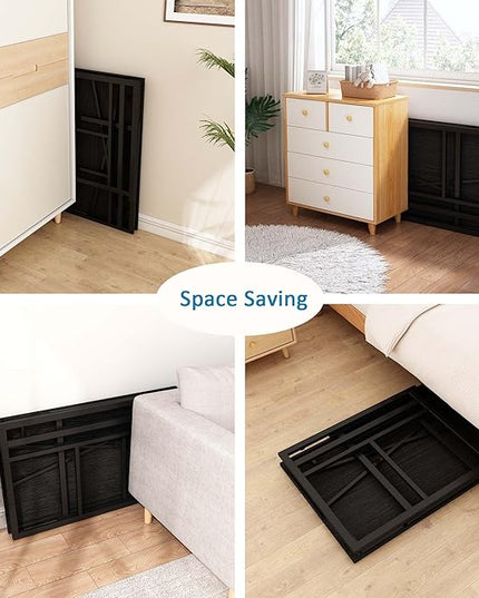 Folding Small Computer Desk, Foldable Space-Saving Home Office Table, Simple Study Writing Gaming Workstation for Small Space, No Assembly Needed, Black - LeafyLoom