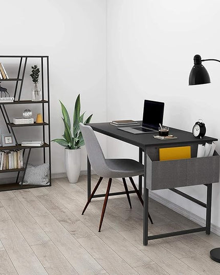 CubiCubi Computer Desk 32" Study Writing Table for Home Office, Modern Simple Style PC Desk, Black Metal Frame, Black - LeafyLoom