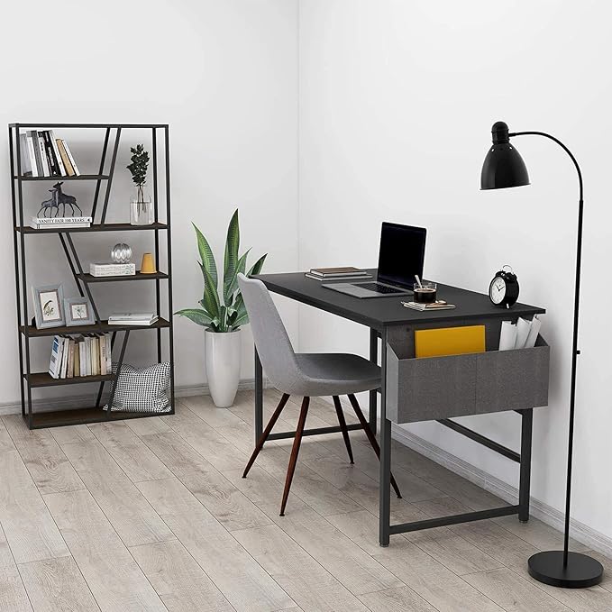 CubiCubi Computer Desk 32" Study Writing Table for Home Office, Modern Simple Style PC Desk, Black Metal Frame, Black - LeafyLoom