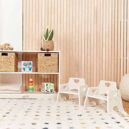 ECR4Kids Stackable Wooden Toddler Chair, 6in, Kids Furniture, White Wash, 2-Pack - LeafyLoom