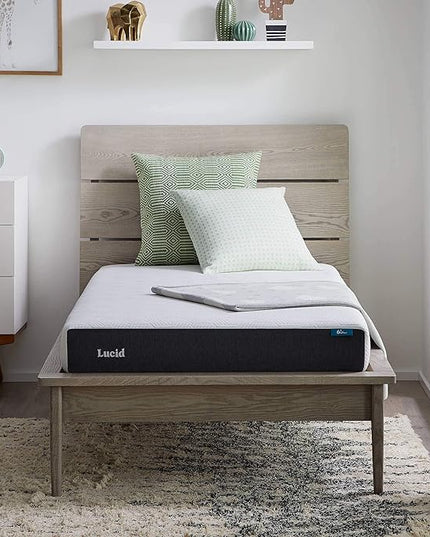 Lucid 6 Inch Memory Foam Mattress - Firm Feel - Gel Infusion - Memory Foam Infused with Bamboo Charcoal - Breathable - CertiPur Certified - Twin - LeafyLoom