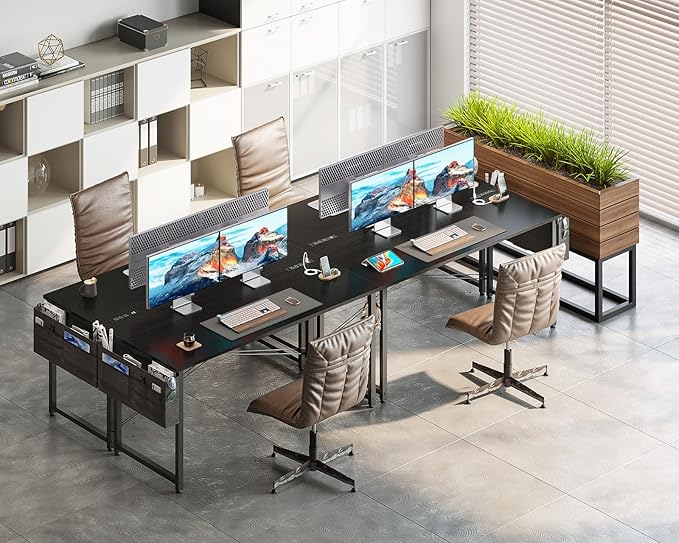 AODK 55 inch Small Computer Desk with Power Outlet for Small Spaces Home Office Student Laptop PC Writing Desks with Storage Bag Headphone Hook, Black - LeafyLoom