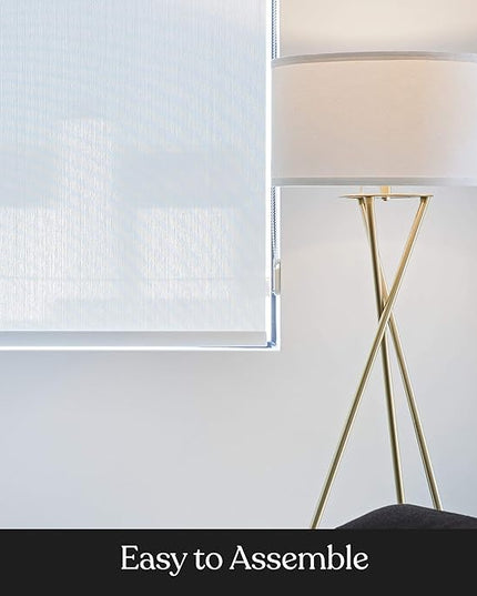 Brightech Jaxon LED Floor lamp, Modern Lamp for Living Rooms & Offices, Tall Lamp with Contemporary Drum Shade, Gold Tripod Standing Lamp for Bedroom Reading, Great Living Room Decor - Brass - LeafyLoom
