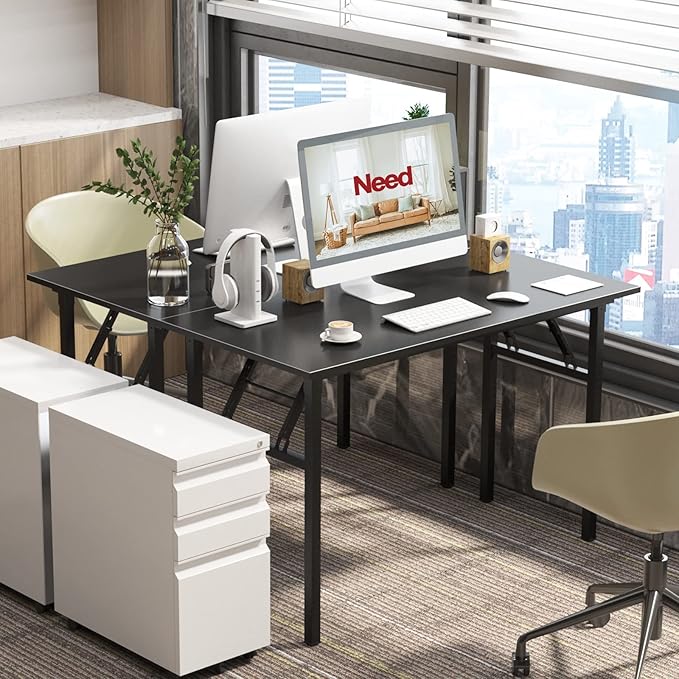 Need Computer Desk Folding Table Writing Desk/Compact Desk/Foldable Desk with BIFMA Certification, No Install Needed, Black AC5CB-100-60 - LeafyLoom