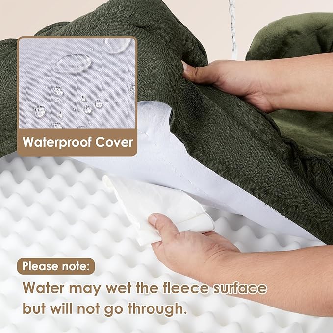EHEYCIGA Orthopedic XL Dog Beds, Waterproof Memory Foam Dog Bed for Extra Large Dogs, Non-Slip Bottom and Egg-Crate Foam Big Dog Couch Bed with Washable Removable Cover, Dark Green EHEYCIGA